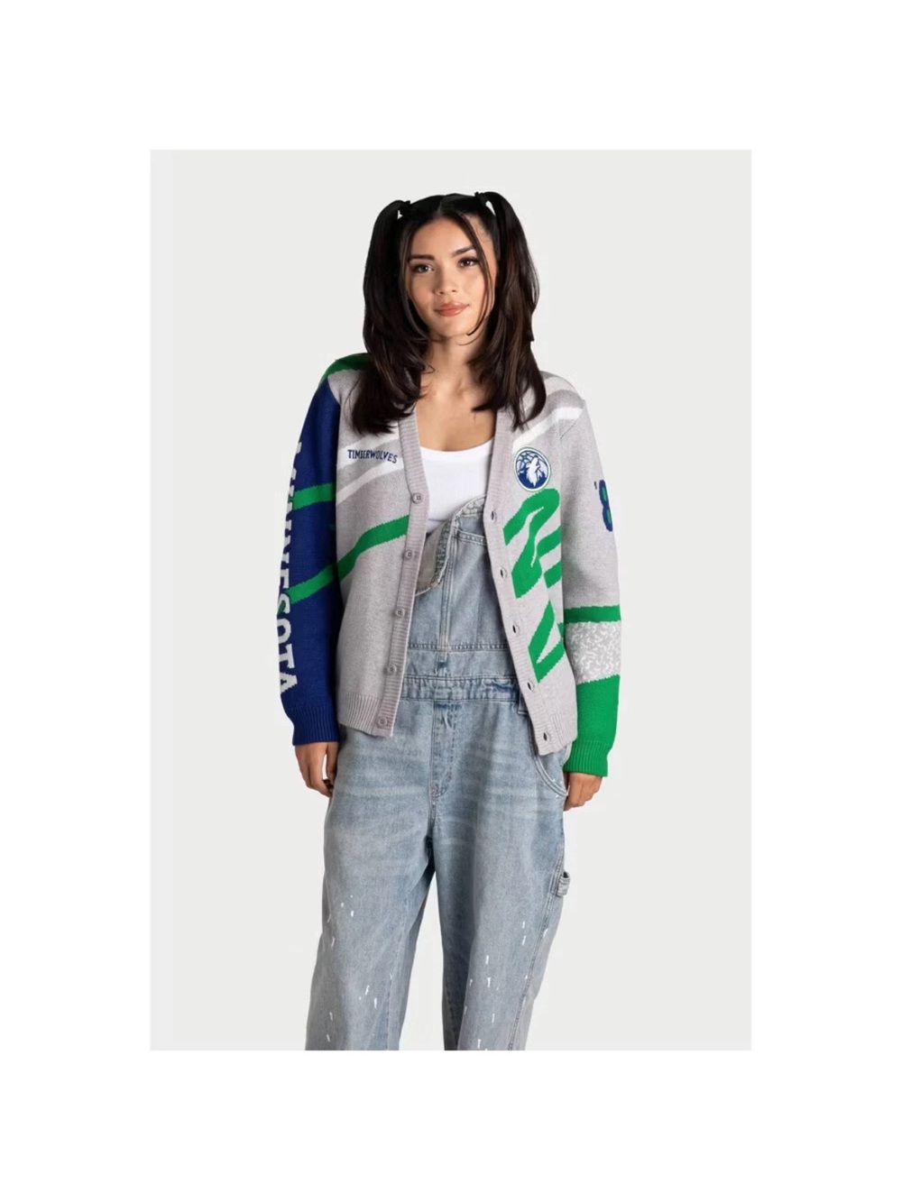 NBA Minnesota Timberwolves Grey, Green & Blue Knit Cardigan Jacket
